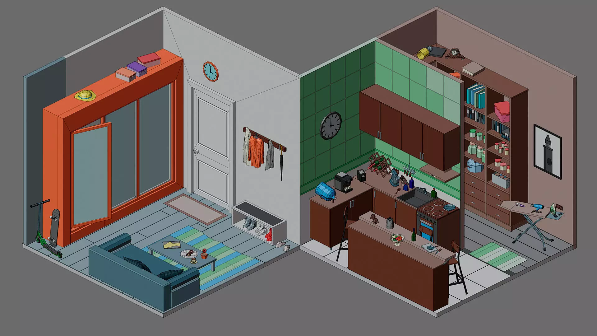 Cartoon interior 1 Low-poly 3D model_23