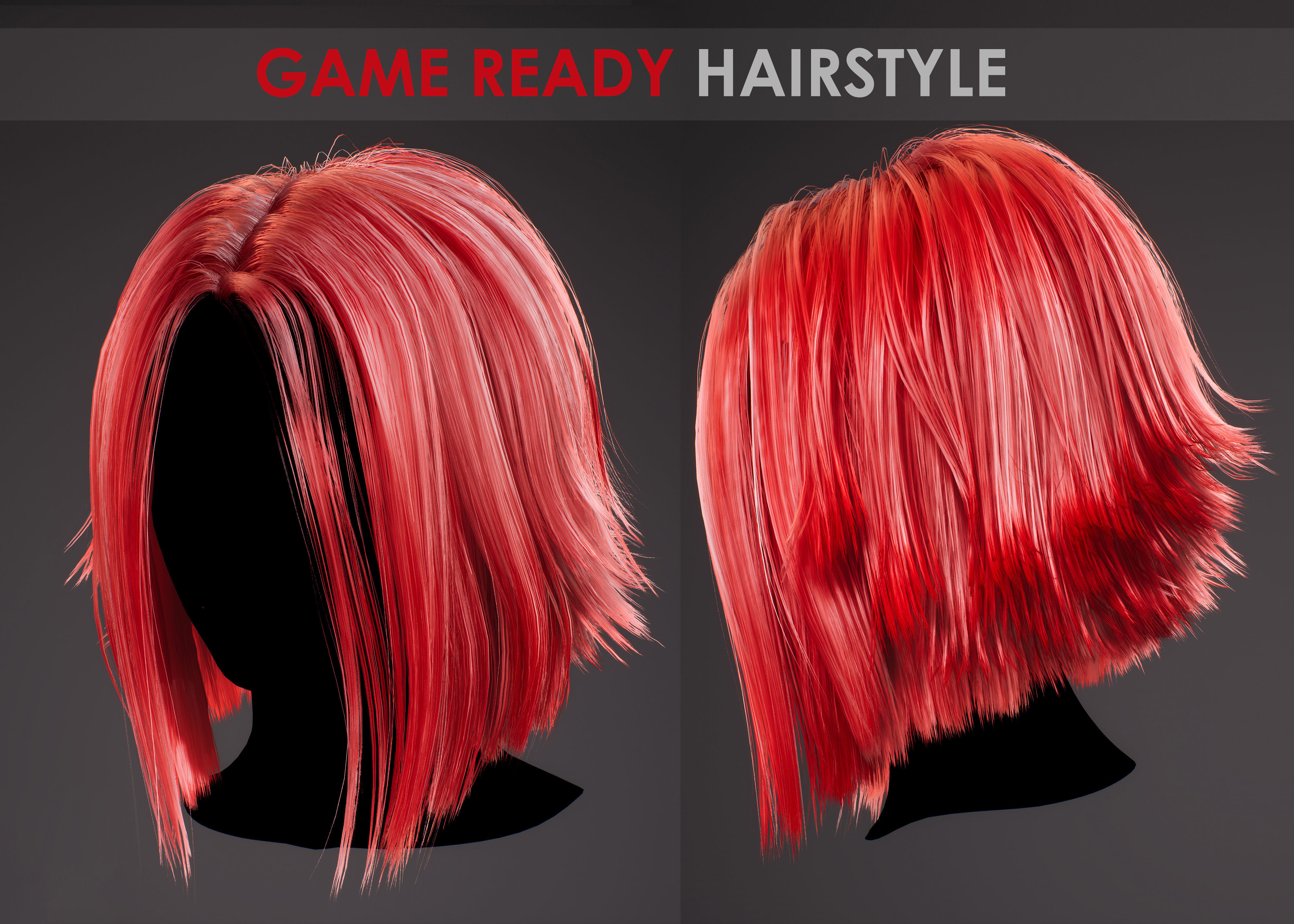 Game Ready Bob Hairstyle Low-poly 3D model_0