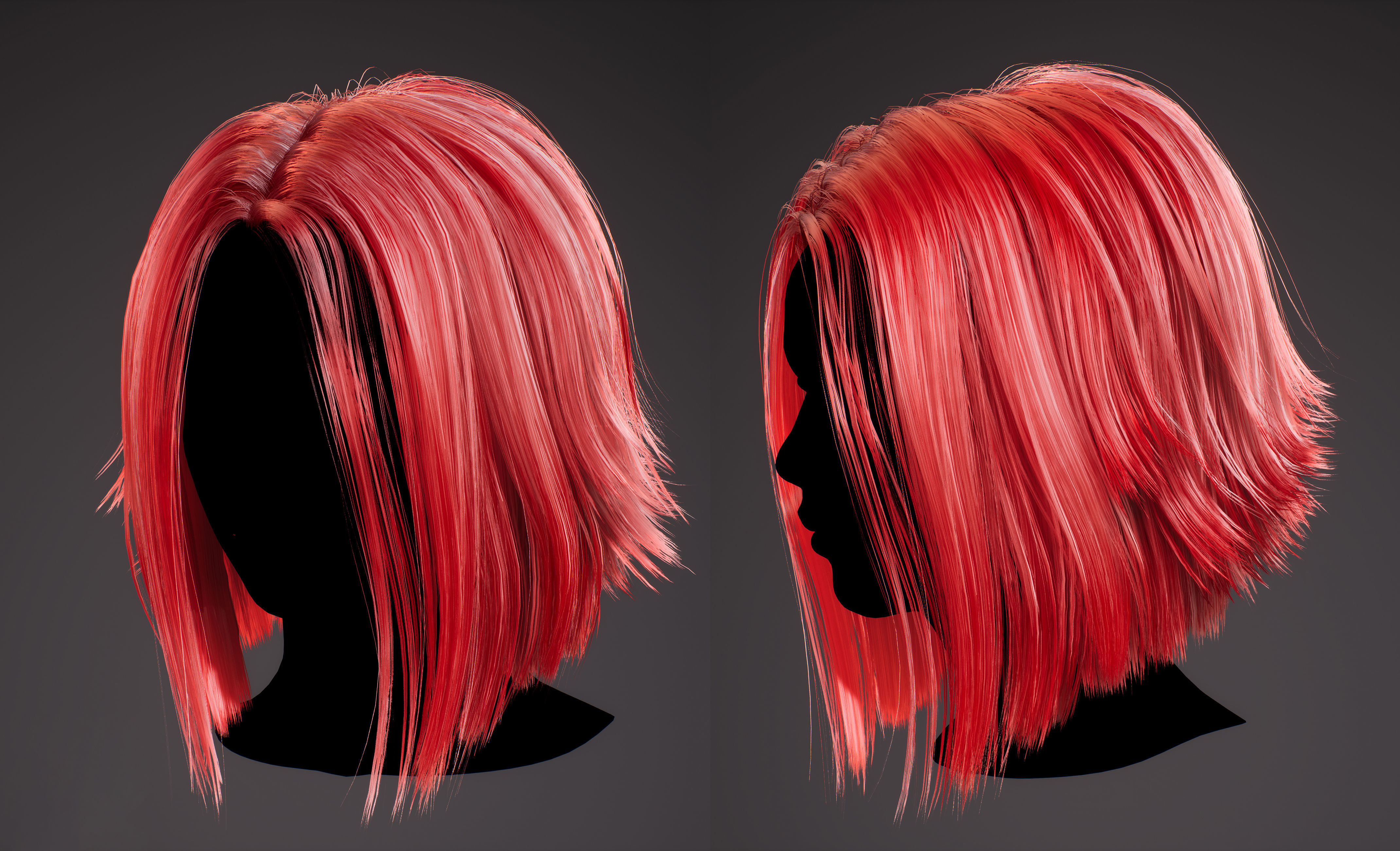 Game Ready Bob Hairstyle Low-poly 3D model_3
