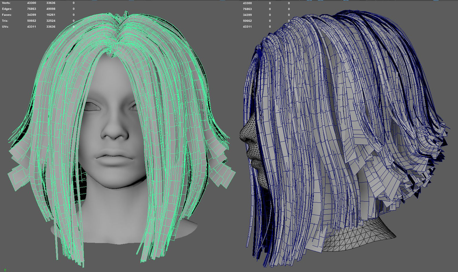 Game Ready Bob Hairstyle Low-poly 3D model_1