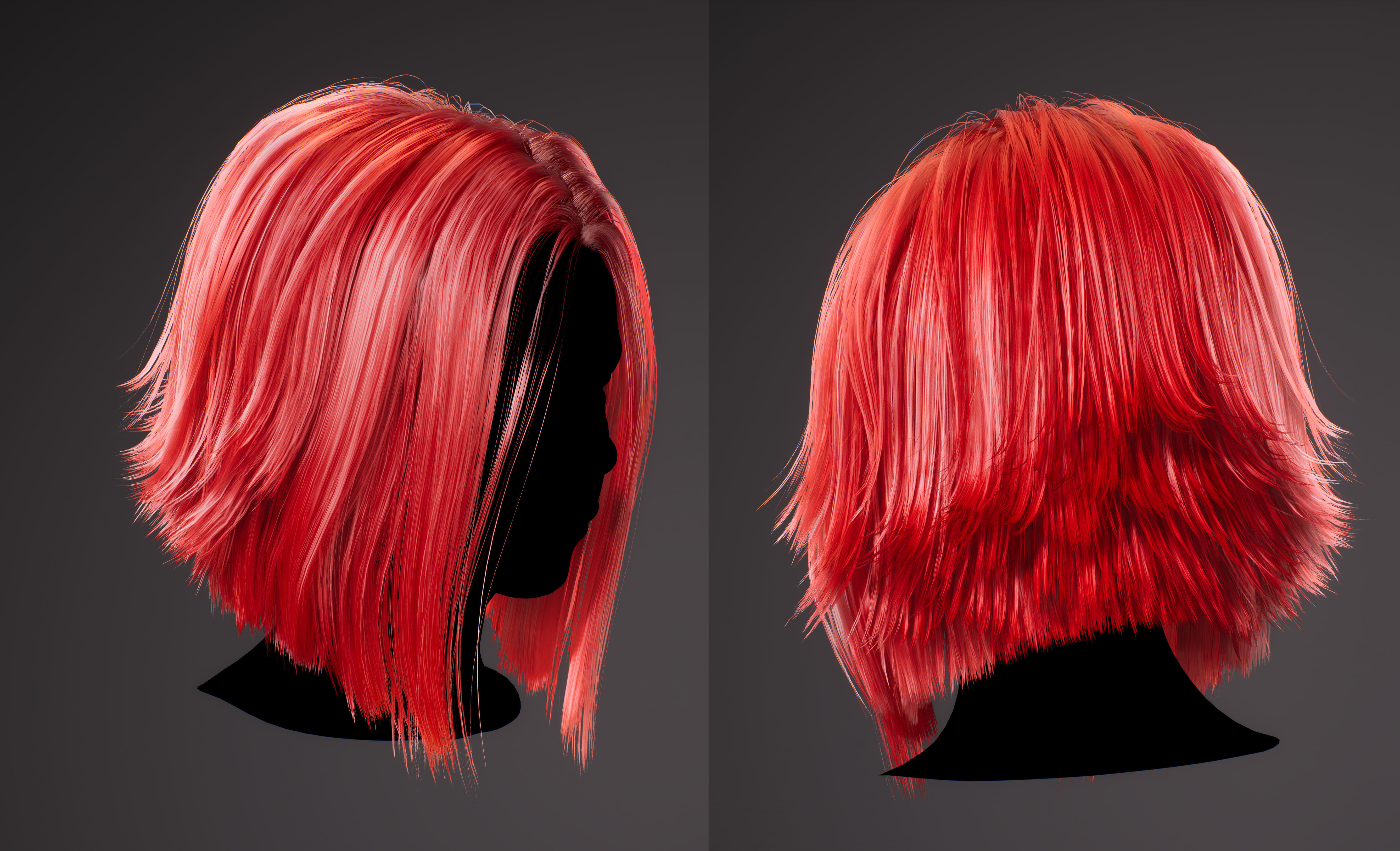 Game Ready Bob Hairstyle Low-poly 3D model_5