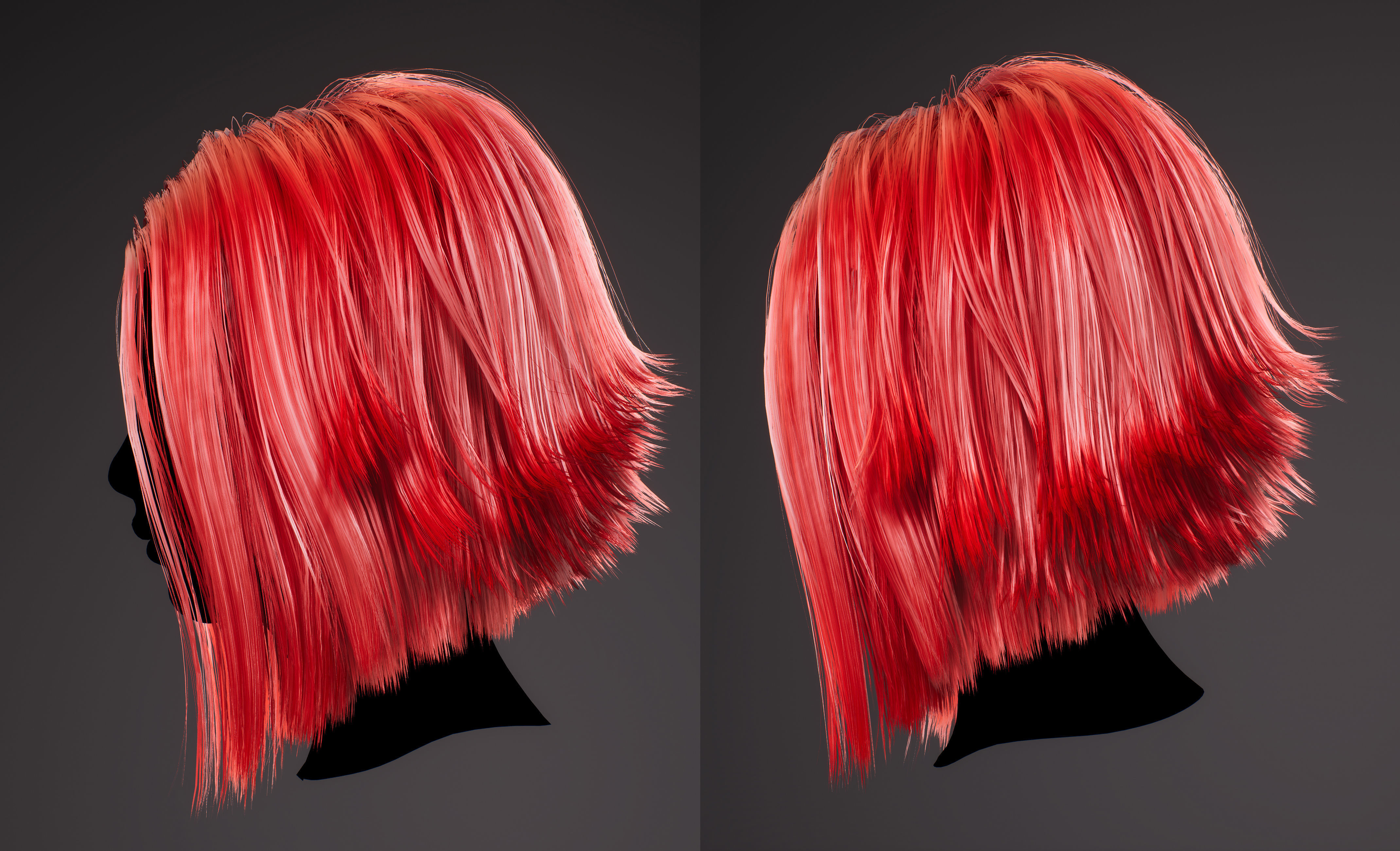 Game Ready Bob Hairstyle Low-poly 3D model_4