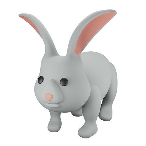 Cute Bunny or Rabbit Low-poly 3D model