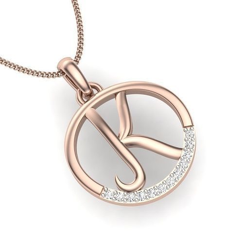 Letter Alphabet-K pendant 3dm render detail 3D print model