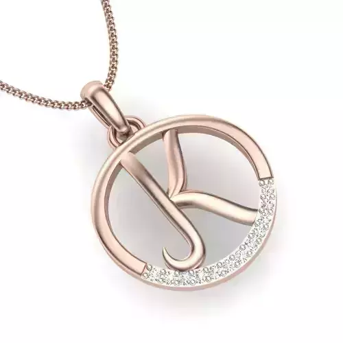 Letter Alphabet-K pendant 3dm render detail