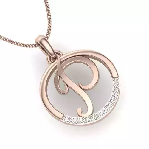 Letter Alphabet-P pendant 3dm render detail
