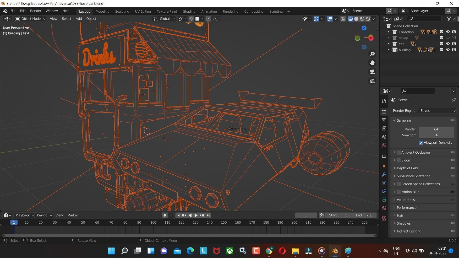  Cyberpunk Hover Car Game-Ready Low-poly 3D model Low-poly 3D model_6