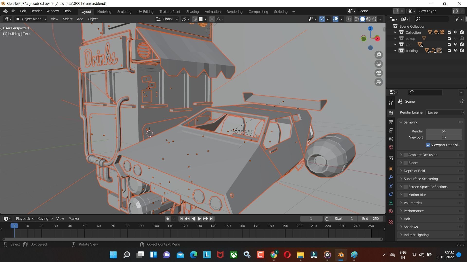  Cyberpunk Hover Car Game-Ready Low-poly 3D model Low-poly 3D model_7
