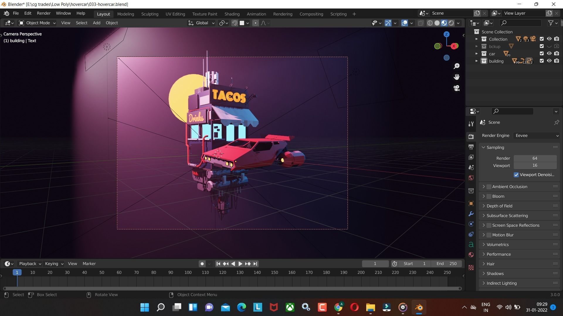  Cyberpunk Hover Car Game-Ready Low-poly 3D model Low-poly 3D model_2