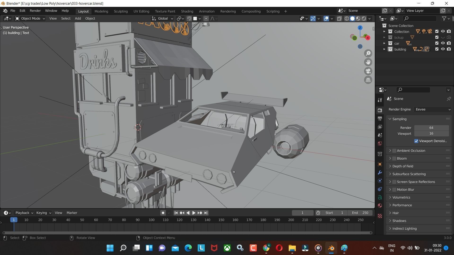  Cyberpunk Hover Car Game-Ready Low-poly 3D model Low-poly 3D model_4