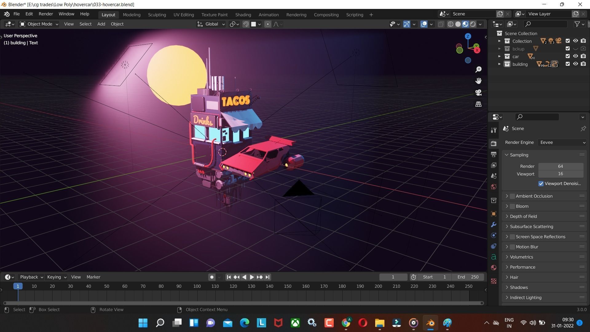  Cyberpunk Hover Car Game-Ready Low-poly 3D model Low-poly 3D model_3