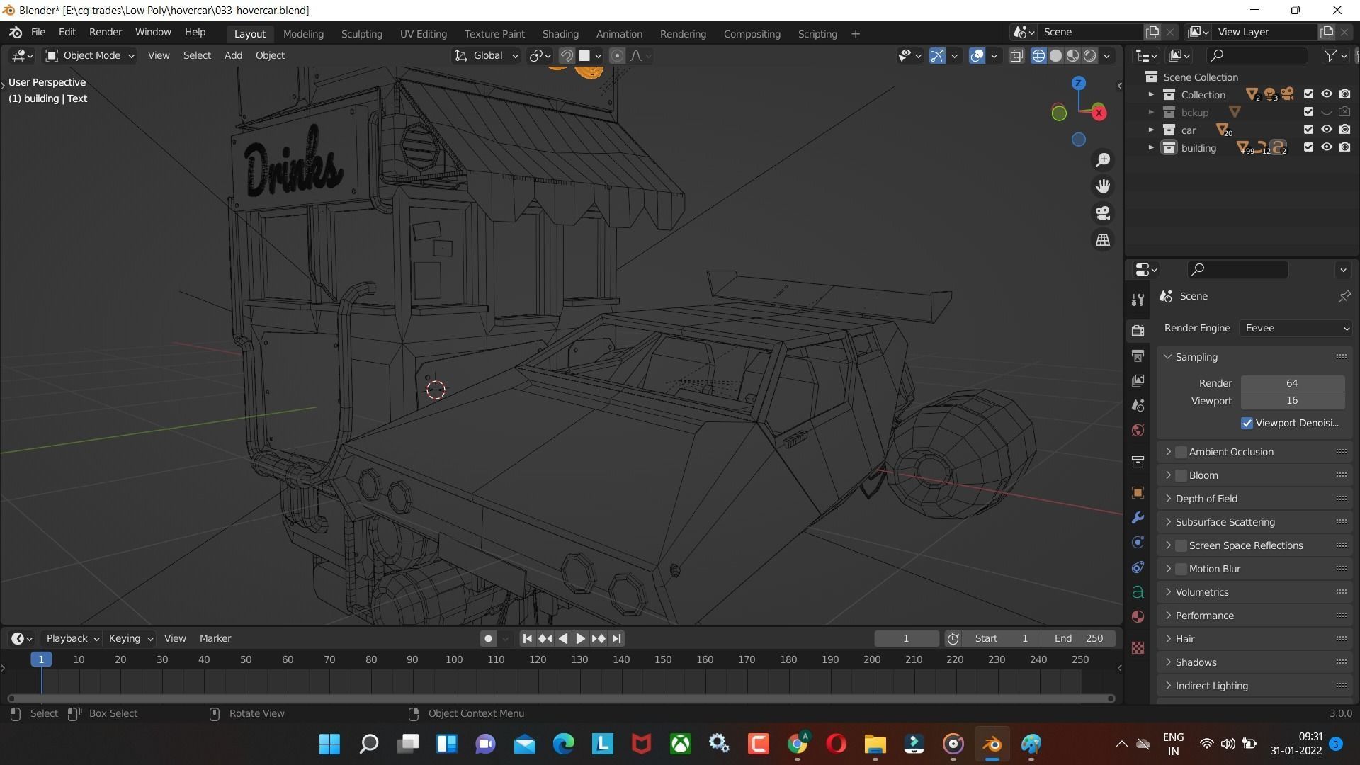  Cyberpunk Hover Car Game-Ready Low-poly 3D model Low-poly 3D model_5