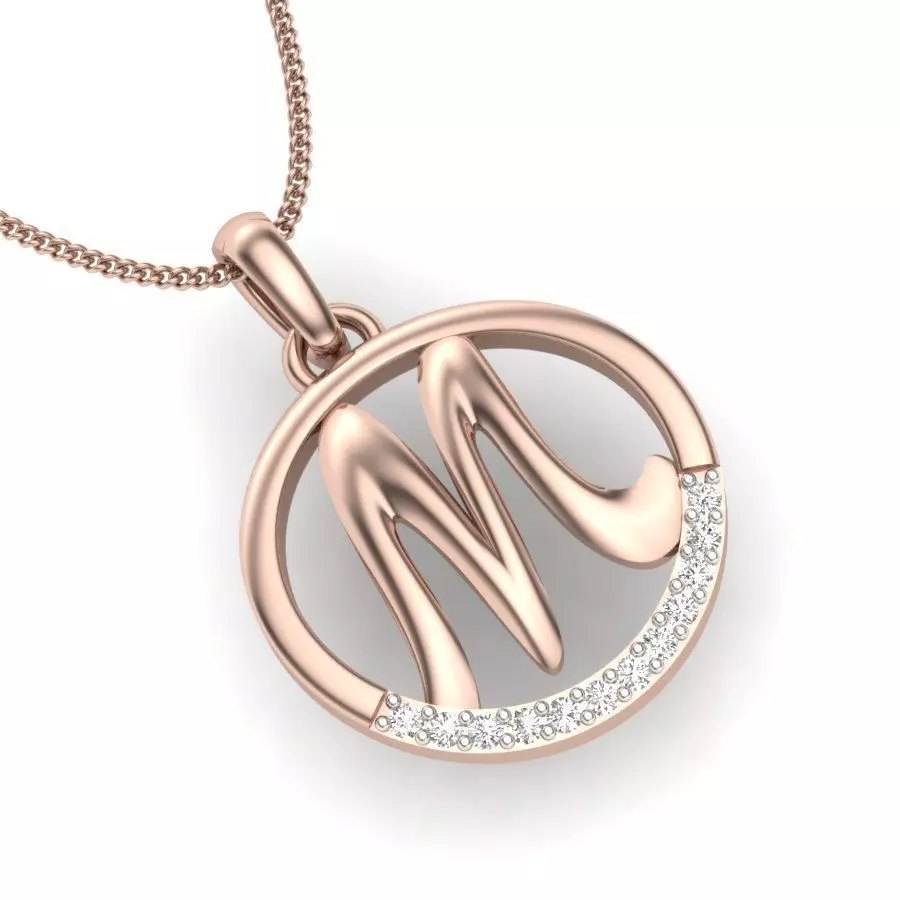 Letter Alphabet-M pendant 3dm render detail 3D print model