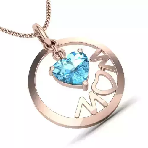 diamond  Mom Heart Stone pendant 3D print model