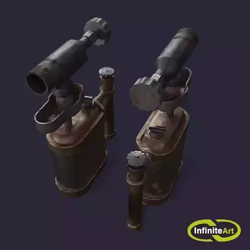 Blowtorch two gas cylinders Low-poly 3D model