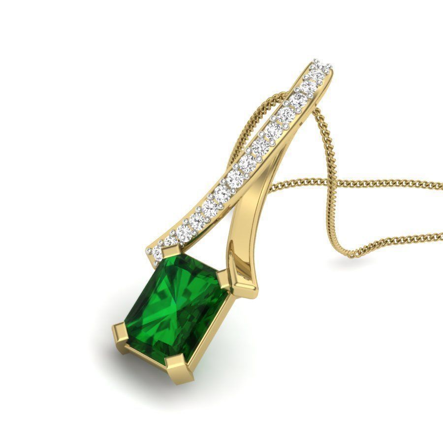 Emerald Stone pendant for women 3D print model_4