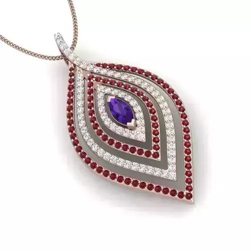 solitaire wedding  women pendant 3dm render detail