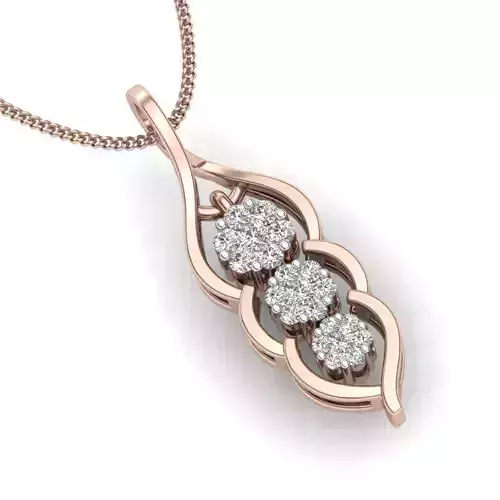 solitaire  women pendant 3dm render detail