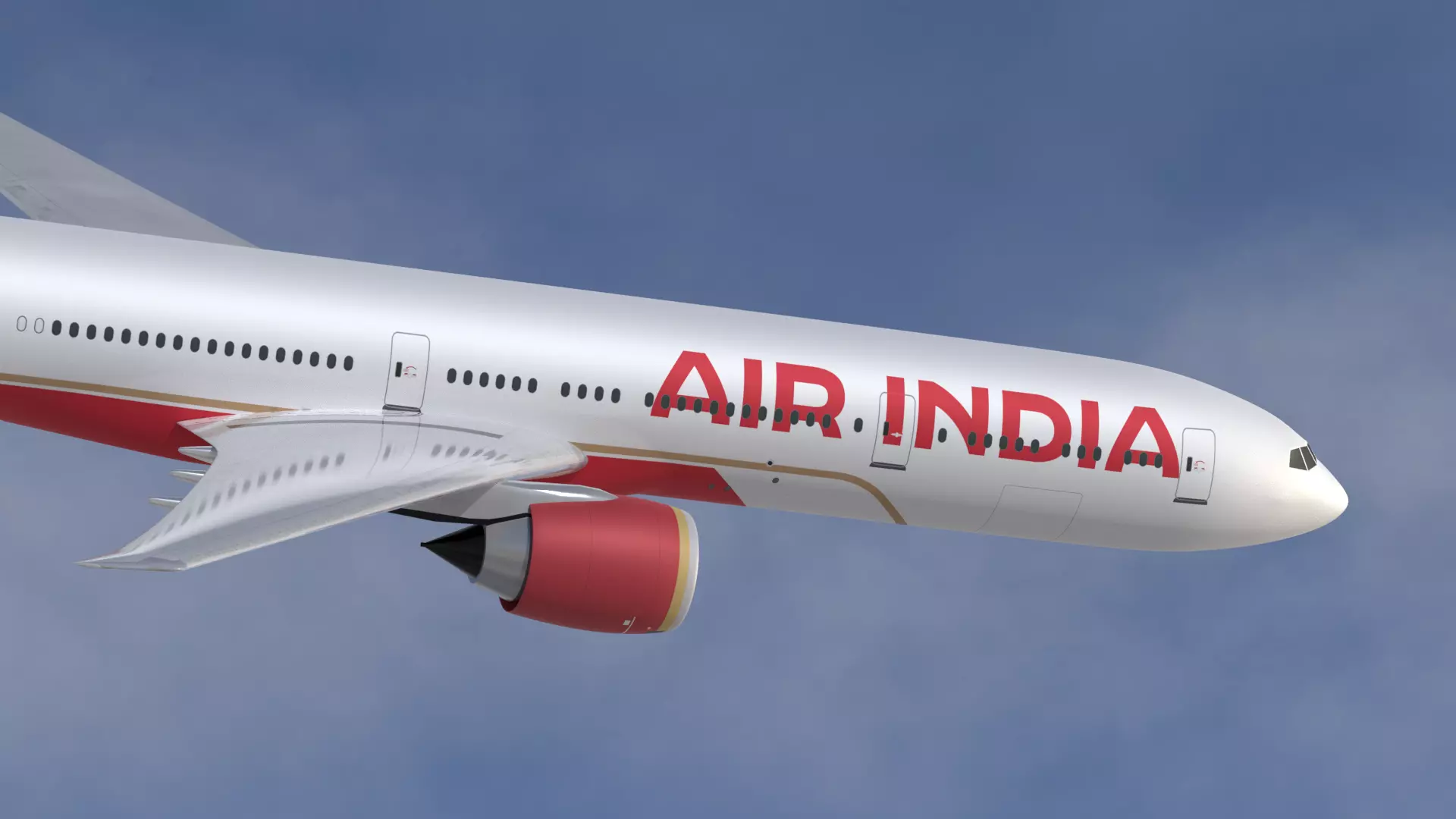 Air India New Livery Boeing 777-300ER 3D model 3D model Low-poly 3D model