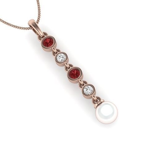 pendant pearl and ruby gold 3D print model