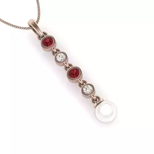 pendant pearl and ruby gold 3D print model