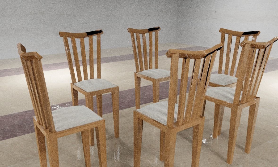 dining table and chairs 3D model_9