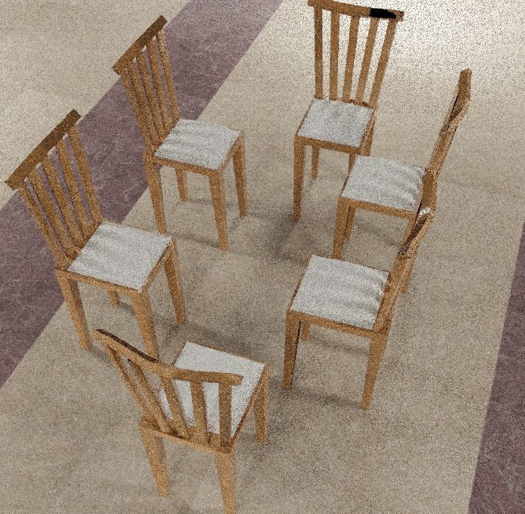 dining table and chairs 3D model_8