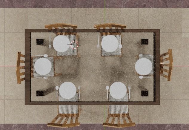 dining table and chairs 3D model_1