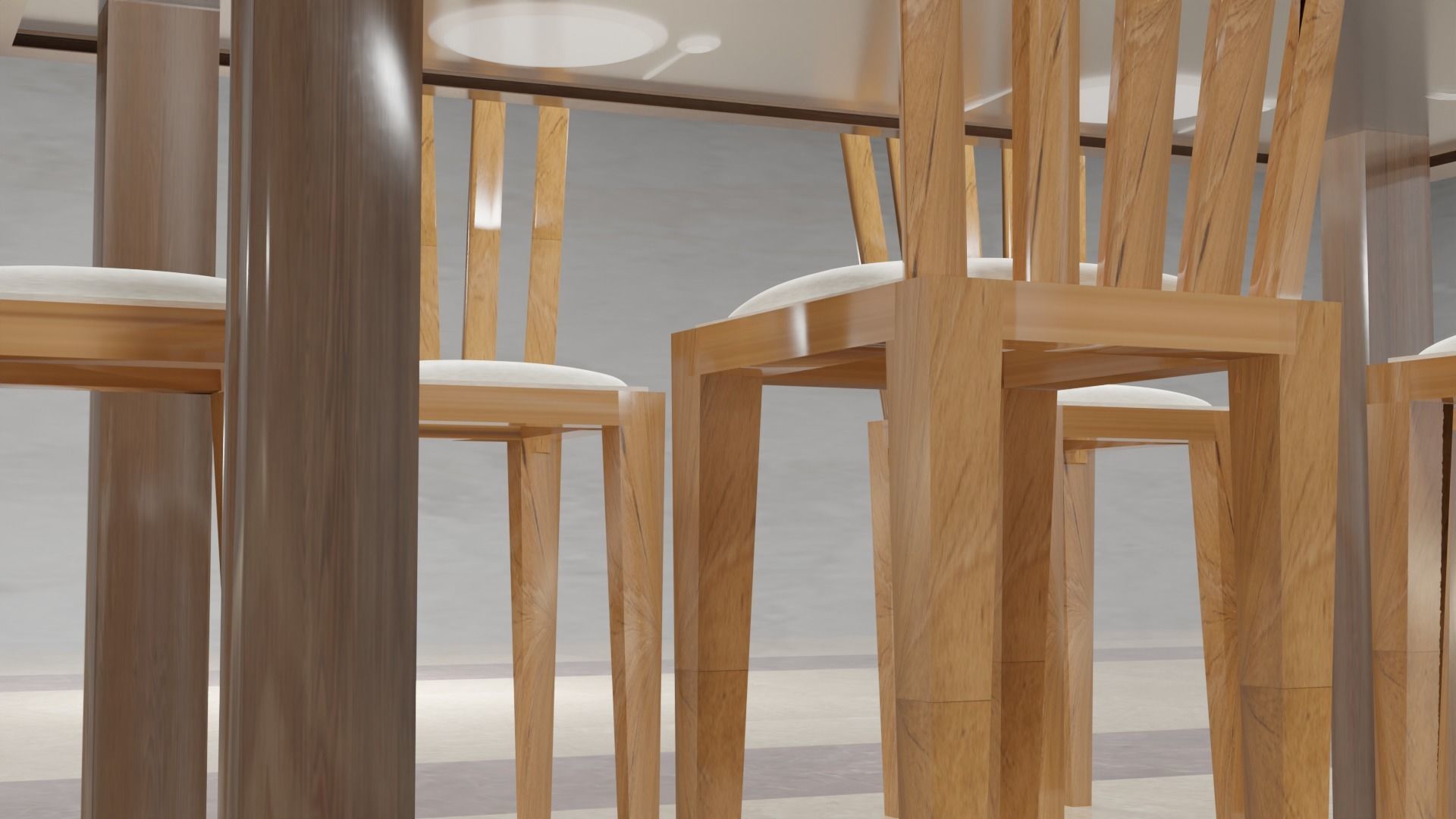 dining table and chairs 3D model_6