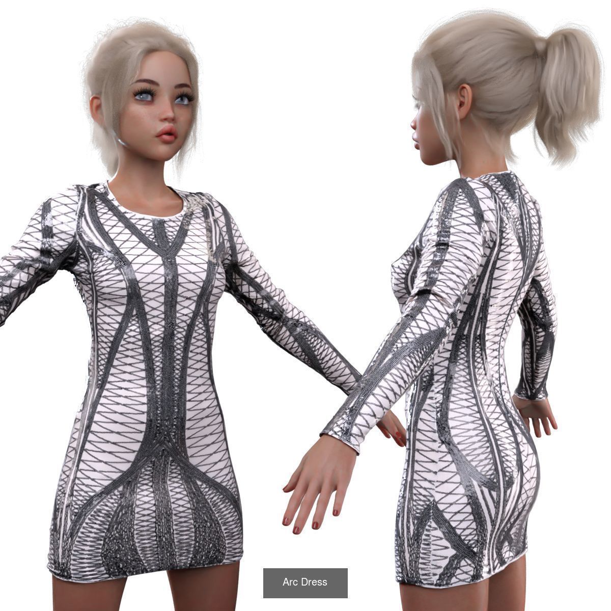 20 Edgy Dress 3D Model Collection_17