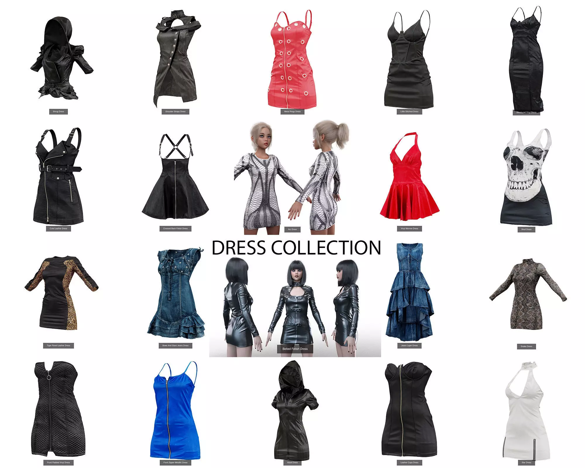20 Edgy Dress 3D Model Collection_0