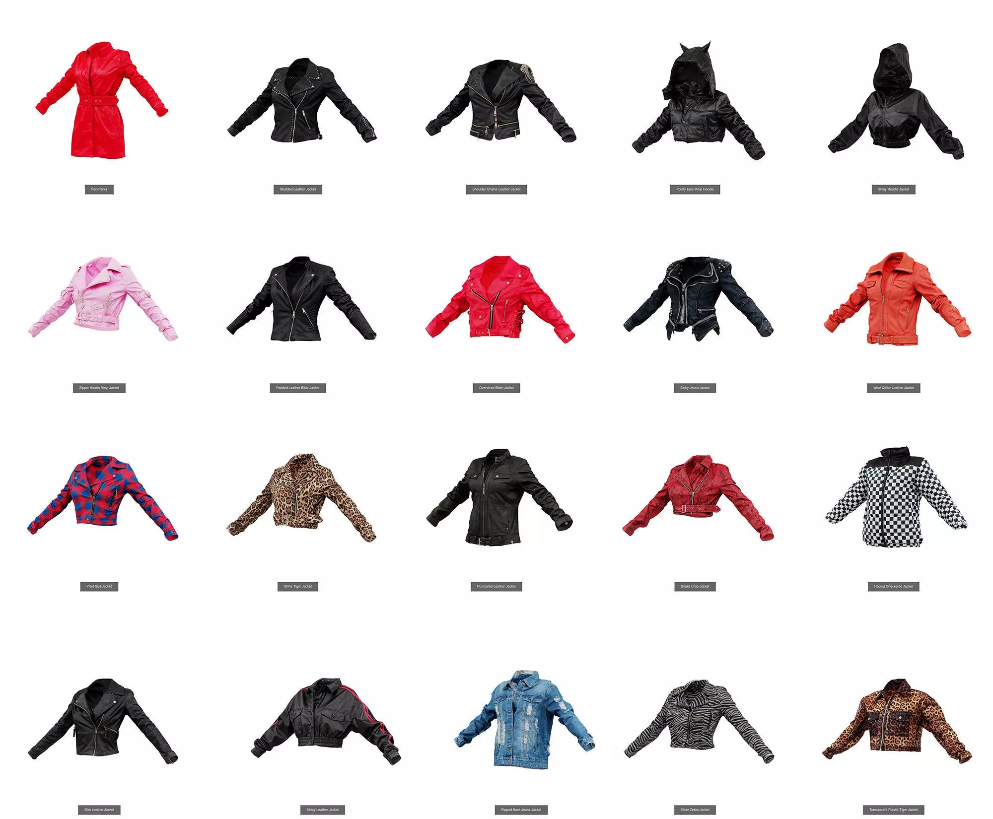 20 Edgy jackets 3D Model Collection_0