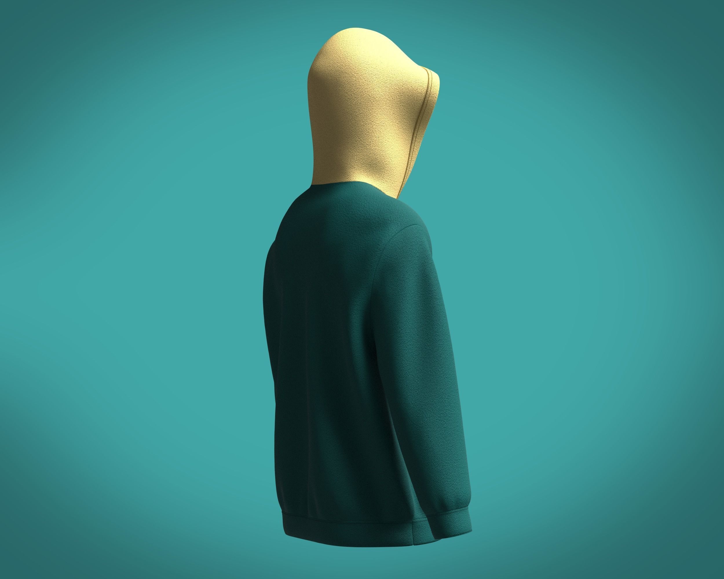 Hoodie-Cyan hoodie mockup 3D model_3