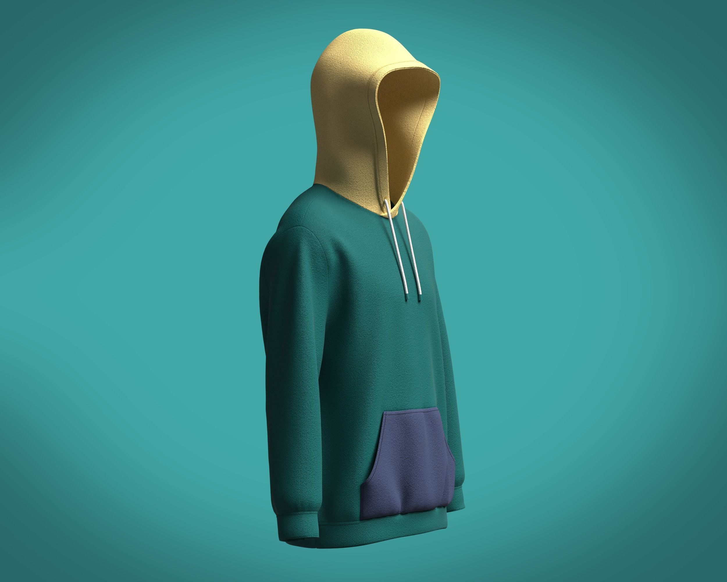 Hoodie-Cyan hoodie mockup 3D model_2