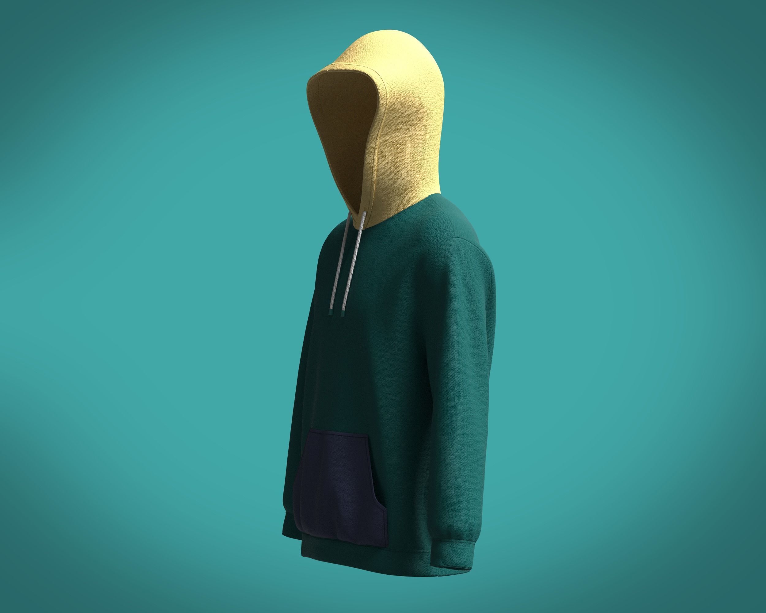 Hoodie-Cyan hoodie mockup 3D model_6