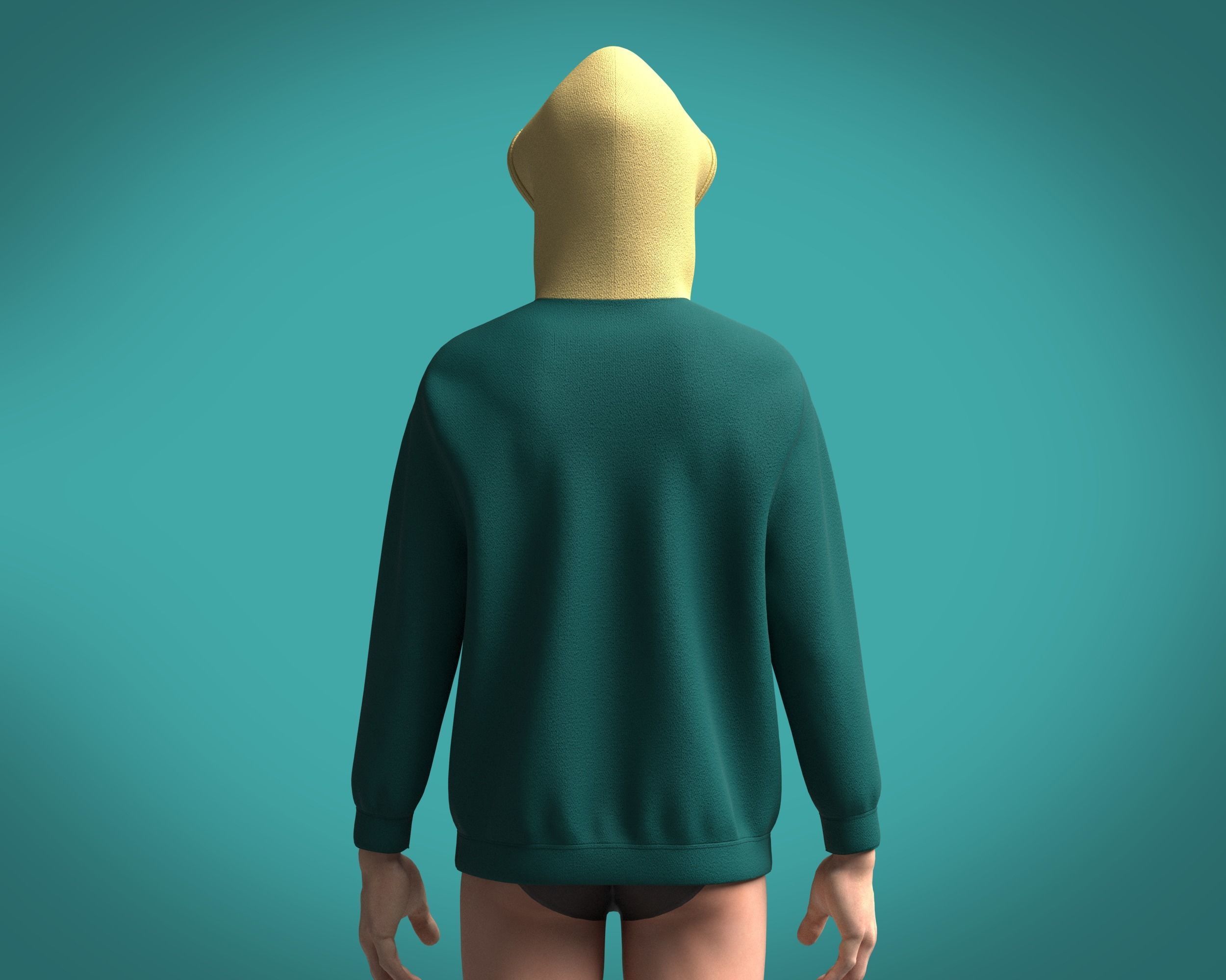 Hoodie-Cyan hoodie mockup 3D model_7