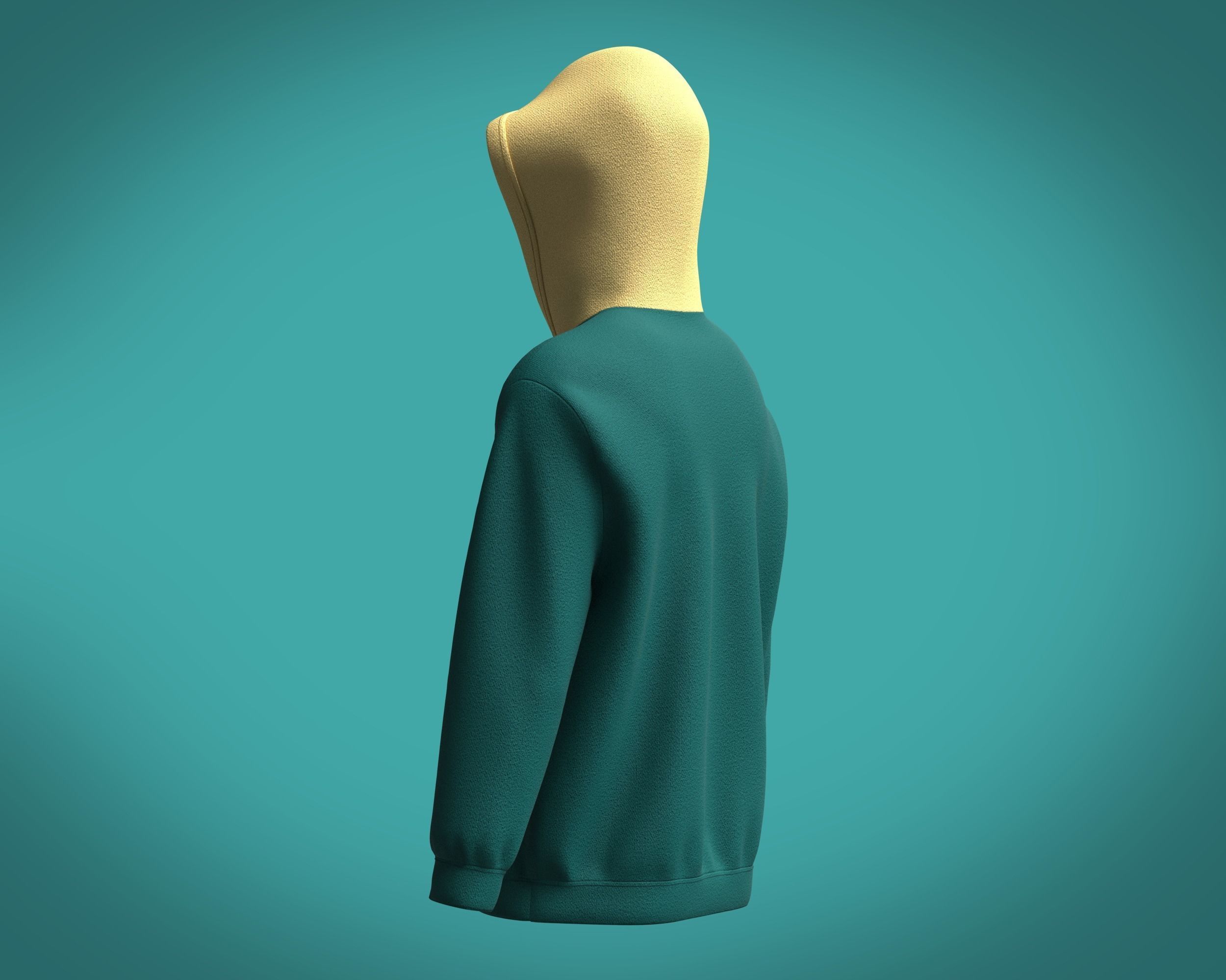 Hoodie-Cyan hoodie mockup 3D model_5