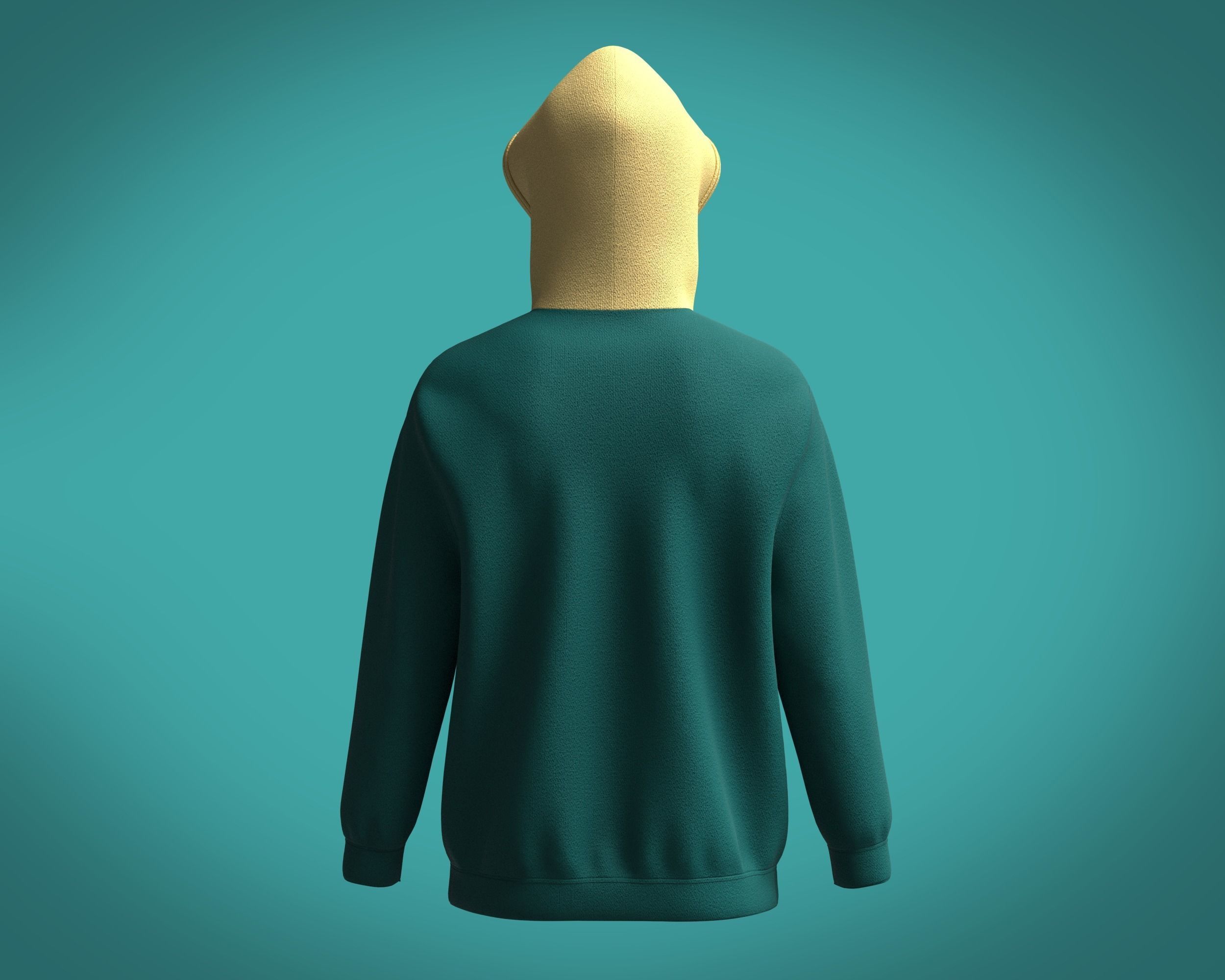 Hoodie-Cyan hoodie mockup 3D model_4