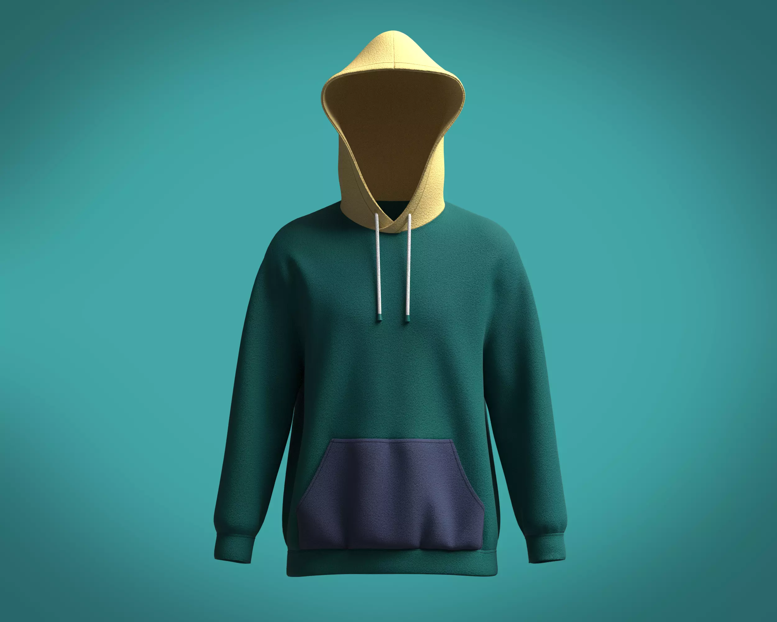Hoodie-Cyan hoodie mockup 3D model_0