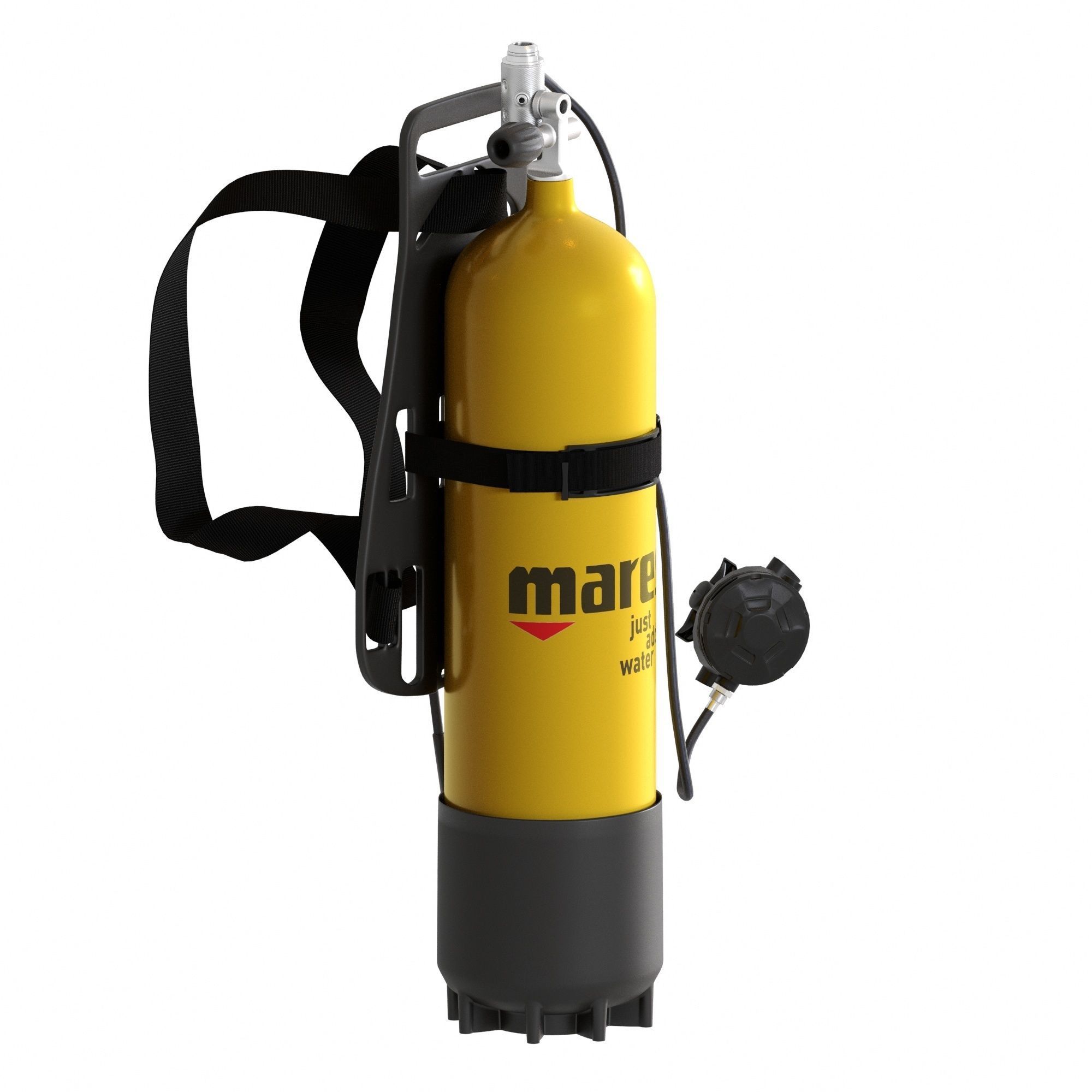 Diving oxygen tank 12L 3D model_1