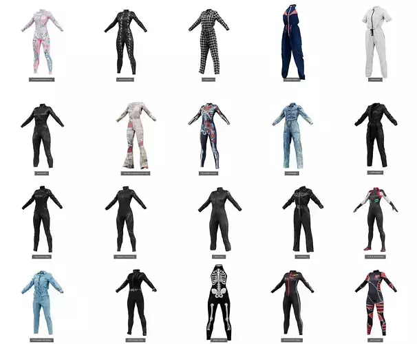 21 Catsuits Jumpers and Bodysuits 3D Model Collection