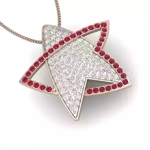 Women Star pendant 3dm render detail