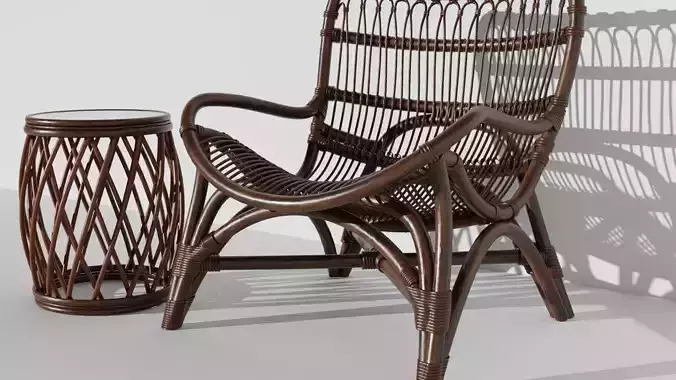 Wicker Chair and Table