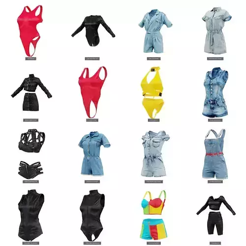 16 Combos Rompers and Swimsuits 3D Model Collection