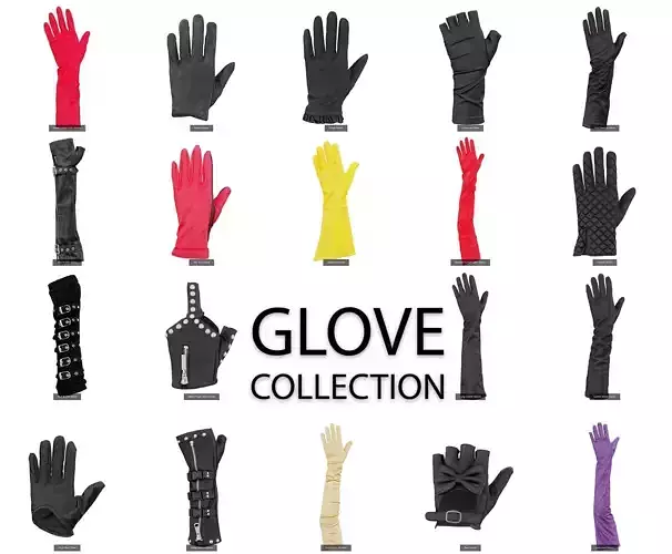 19 Gloves 3D Model Collection