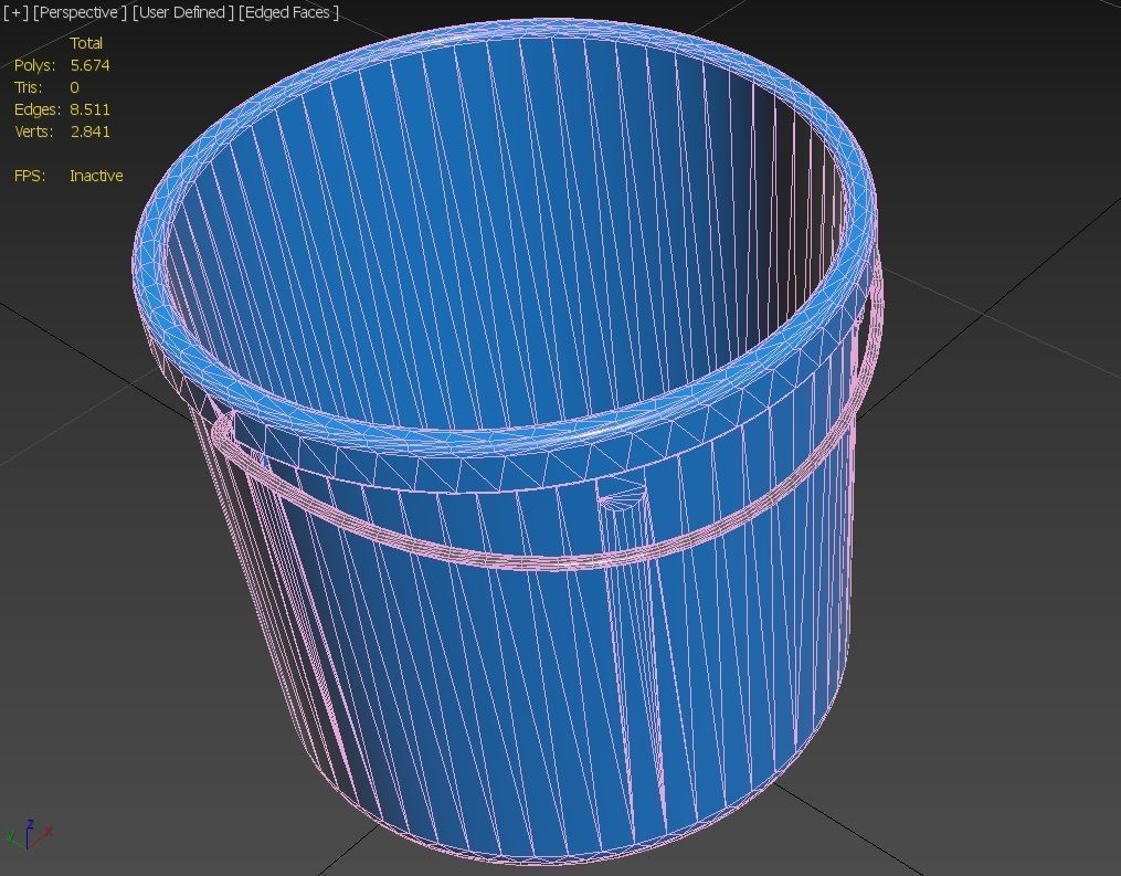 Plastic Bucket M1 Low-poly 3D model_8