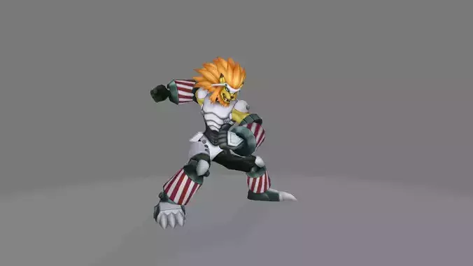 GrapLeomon character wearing helmet and holding sword 3D print model