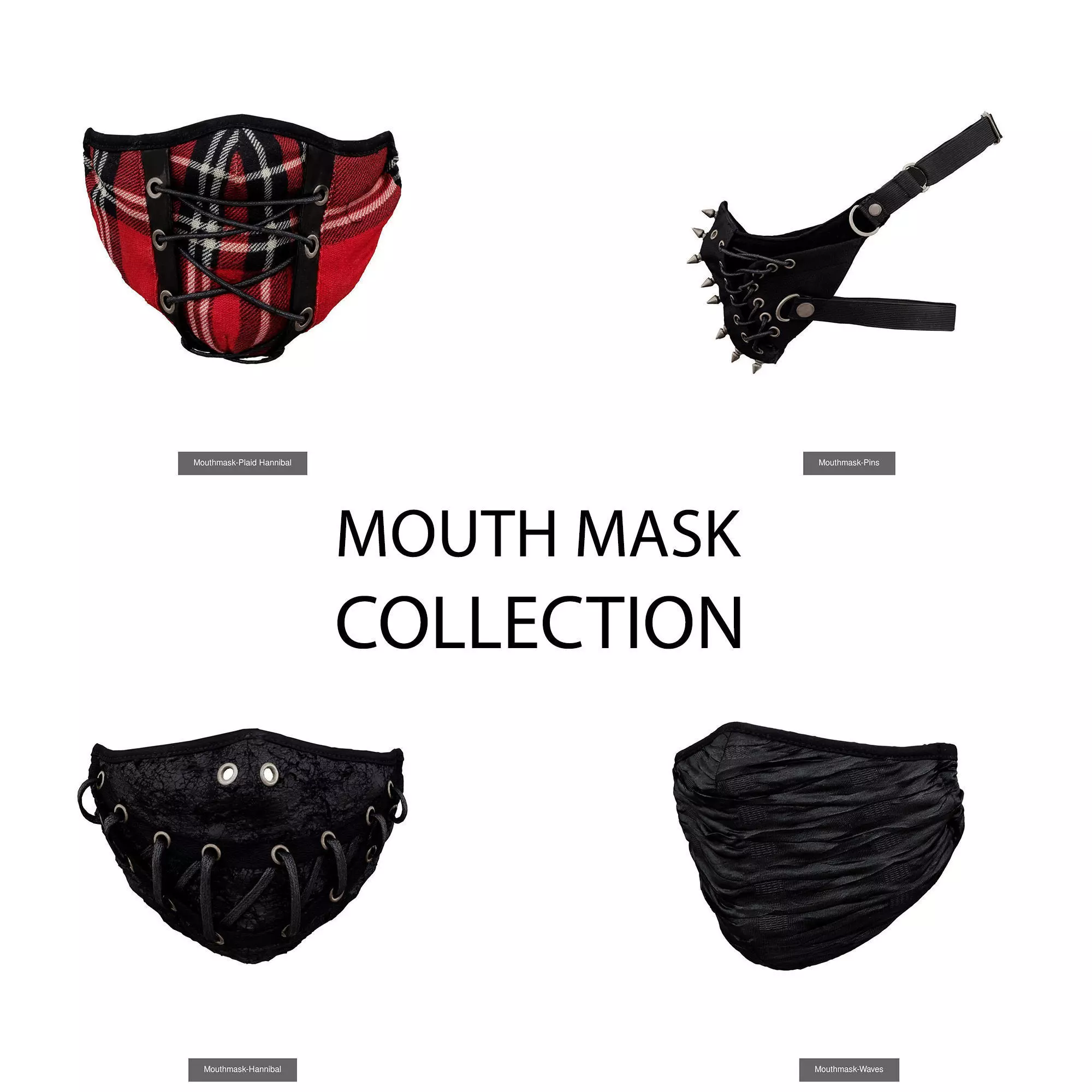 4 Mouth Masks 3D Model Collection_0