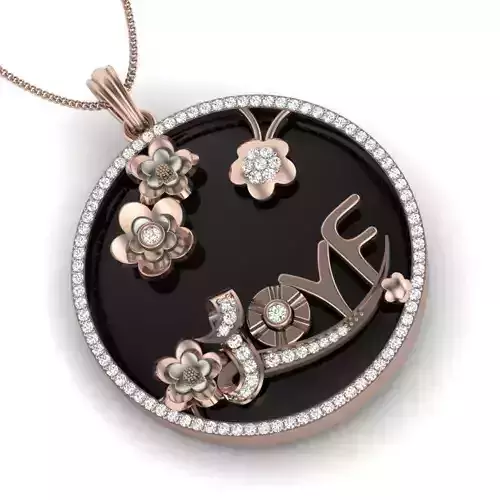 Love pendant 3dm render detail