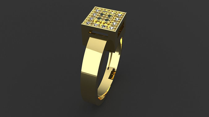 Ring with Diamonds  3D print model